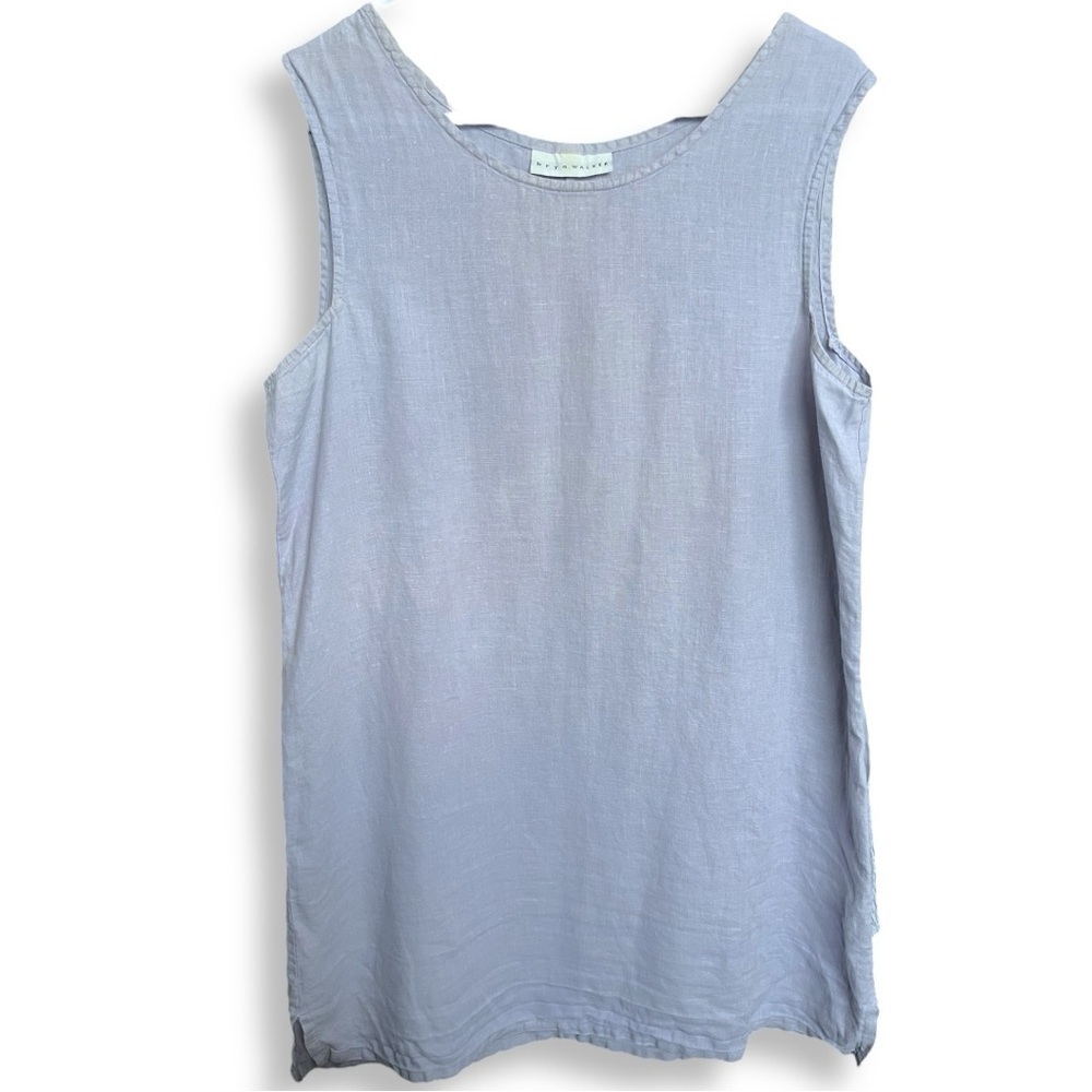 Bryn Walker 100% Linen Crewneck Short Sleeveless Shift Dress size medium